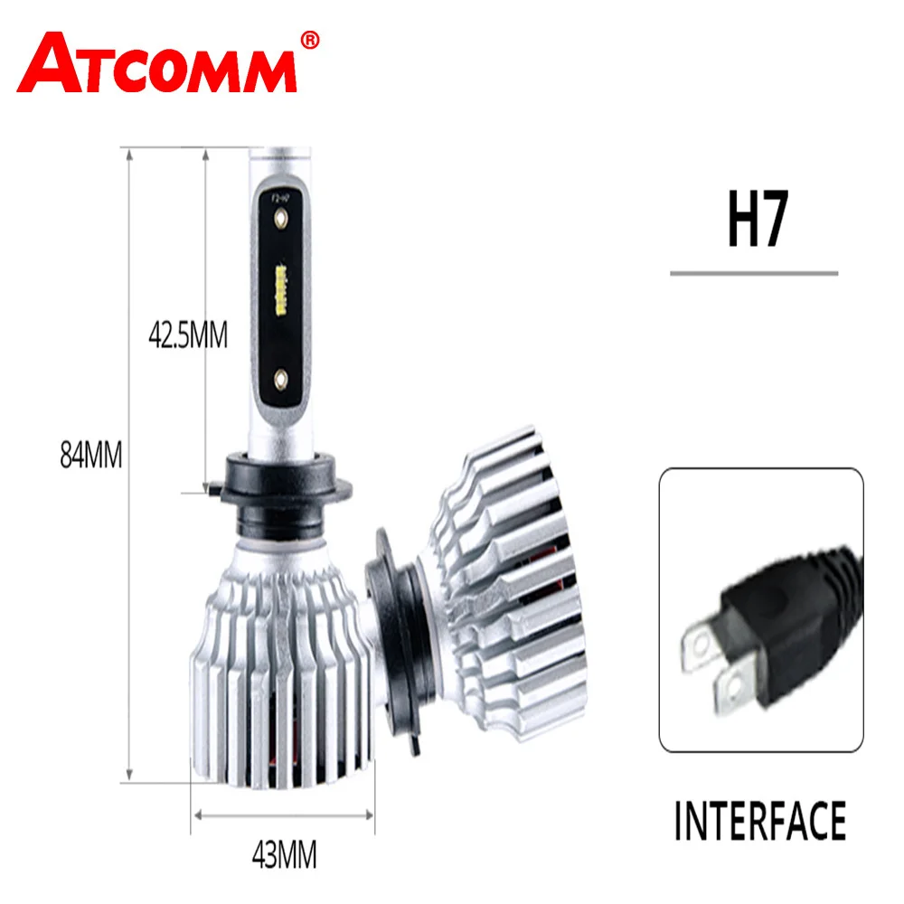 ATcomm H7 светодиодный автомобильный мини-лампа для фары 12 V 6500 K белый 8000lm ZES 24 V автомодели H4 фаре ампулы светодиодный Voiture для машине мото