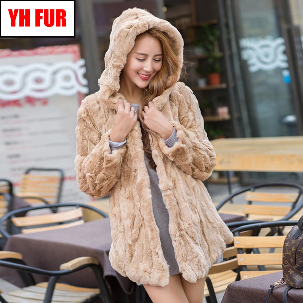 

Autumn Winter Women Real Rex Rabbit Fur Coat Warm Soft Real Rex Rabbit Fur Jacket 100% Natural Rex Rabbit Fur Hooded Waistcoat
