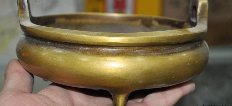 

6"marked old chinese buddhism fane pure bronze palace incense burner Censer