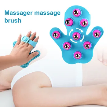 

High Quality 1 Pcs Body Massager Glove Palms Shaped 9 Metal Roller Ball Stress Relief Anti Cellulite MD99