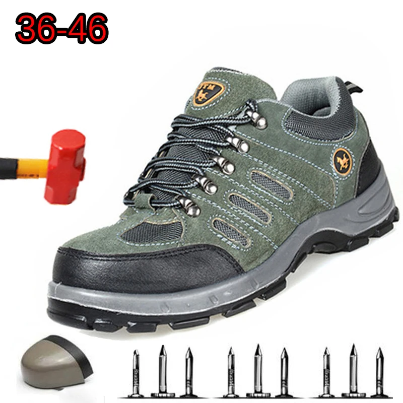 

Summer Sports Breathable Hiking Shoes Anti-piercing Protective Shoes 2019 New PU Solid Bottom Casual Safety Boots