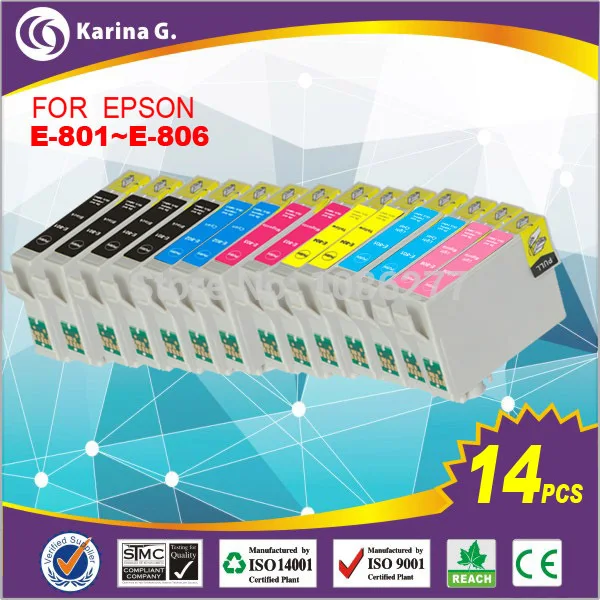 14X compatible inkjet printer cartridge T0801 T0806 For EPSON Stylus Photo R265 T59 P50 2SETS+2