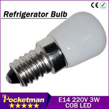 

1Pcs New Mini E14 3W AC 220V 240V LED Candle lamp COB Bulb Chandelier light For Fridge Refrigerator Freezer