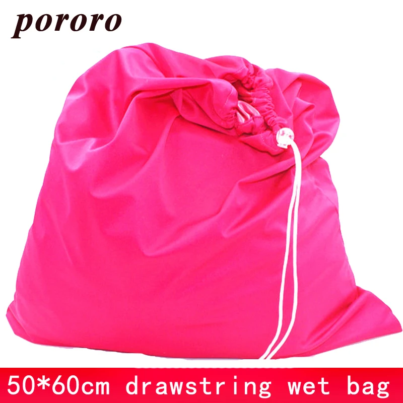 

50*60cm Nappy Bag Draw Cord Reusable Cloth Diaper Wet Bag TPU Solid Waterproof Drawstring Changing Mat Wet Bag Waterproof