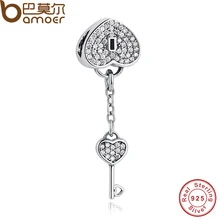 Romántica 925 Plata Esterlina Pavimenta la Plata Candado de Bloqueo De Amor Charm Pulsera Apta Del Encanto con Clear Cubic Zirconia PAS015