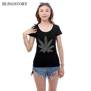 

BLINGSTORY High Street Short Sleeve O-neck Cotton Tops Funny Bead Diamond Flower Women T Shirt XXXXXXL LP5219016