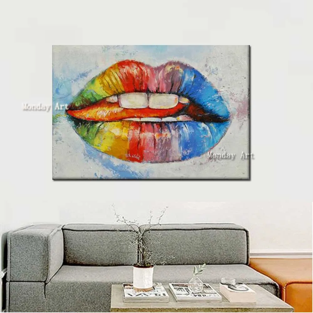 Hand-Painted-Abstract-Canvas-Oil-Painting-Colorful-Cartoon-Lip-Wall-Picture-Living-Room-Bedroom-Home-Wall (2)