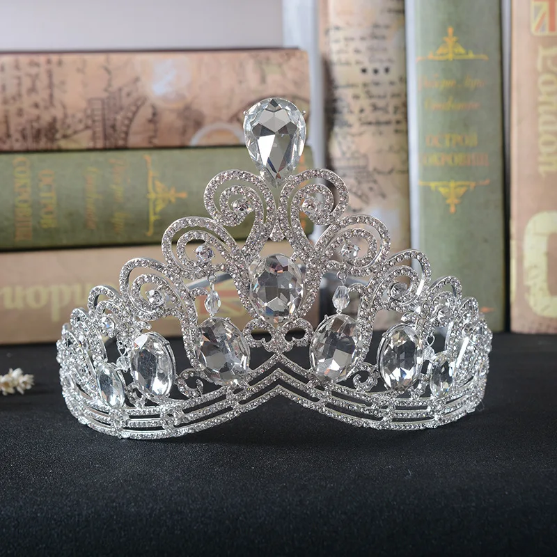 

Bride Wedding Tiaras and Crowns Crystal Silver Color Hair Crown Rhinestone Large Queen Crown for Women Hair Accessories Jewelry