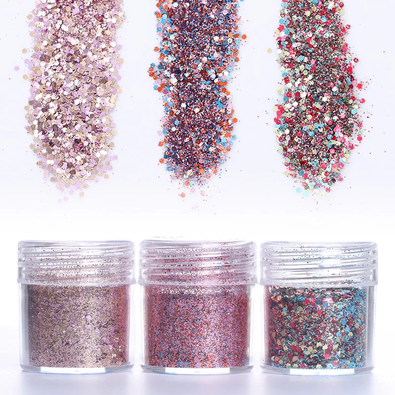 

10ml Hexagon Sparkle Nail Sequins Colorful Glitter Powder Nail Flakies Nail Art Dust Paillettes UV LED Base Coat Color Gel 1 Box