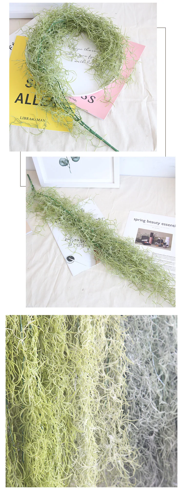 91 см воздушные растения травяной лист стене висит зелени для сада Пластик искусственная лоза подвесные вьющиеся растения суккуленты 4 шт./лот