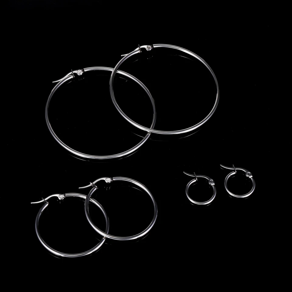 

Big Circle Stainless Steel Hoop Earring For Women Simple Punk Style Brincos Round Loop Earrings Jewelry Gift Pendientes Mujer