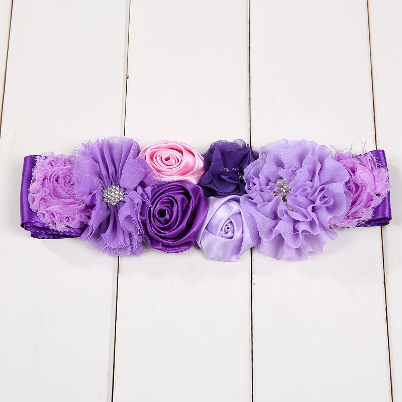 Purple, Pink, Sky Blue Kids Belts Girls Satin Rhinestone Women Children Flower Belt for Party Wedding Dresses Flower Girl Sash