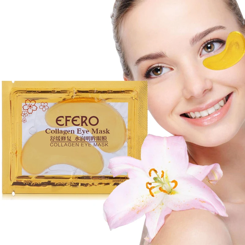 

efero Anti-wrinkle Collagen Eye Mask 24K Gold Crystal Eye Patches for the Eyes Care Remove Dark Circle Eyelid Pads 30pcs=15pairs