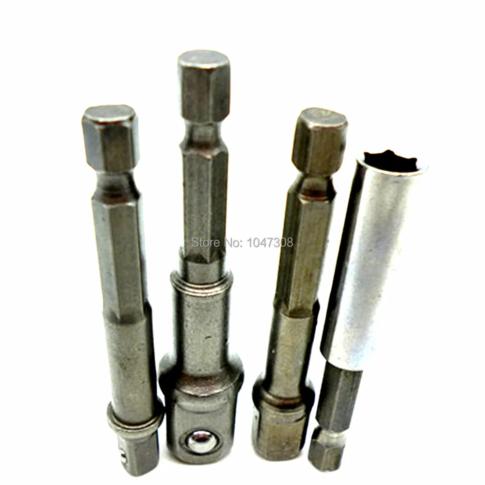 4pcs Drill Socket Adapter Hex Driver Extension Bar Bit 1/4" 3/8" 1/2