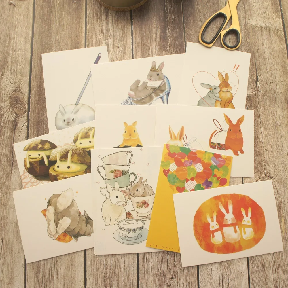 

10pcs winter and rabbit style card multi-use Scrapbooking party invitation DIY Decoration gift card message card postcard