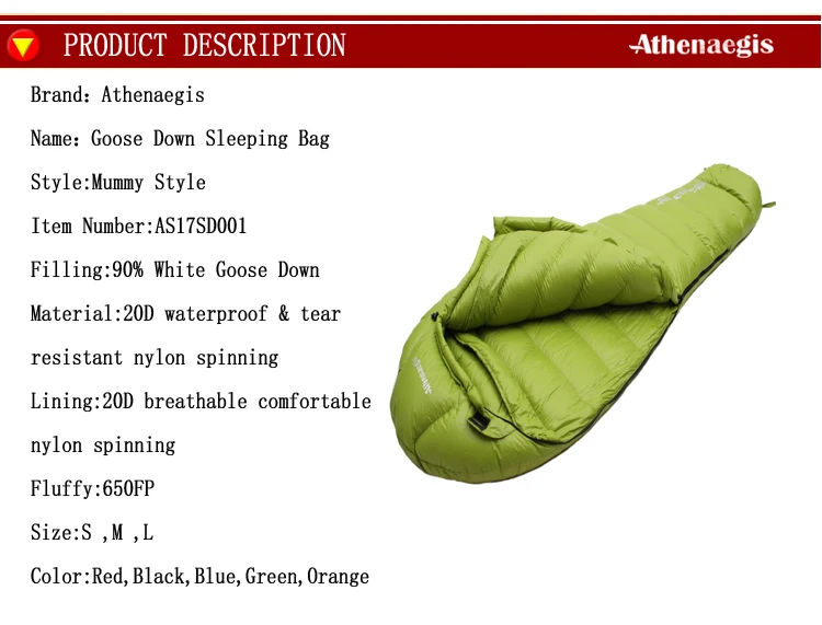 Branco para Baixo de Enchimento 1500g de Ganso Saco de Dormir de Inverno Athenaegis Ultraleves Confortáveis à Prova d' Água Podem Ser Emendados 2 Sacos de dormir