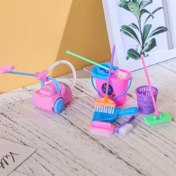 

9 Pcs/set Mini Cleaning Tool Toys Set Simulation Cleaner Ware Children House Kitchen Floor Cleaning Tool Furniture Brush Toy