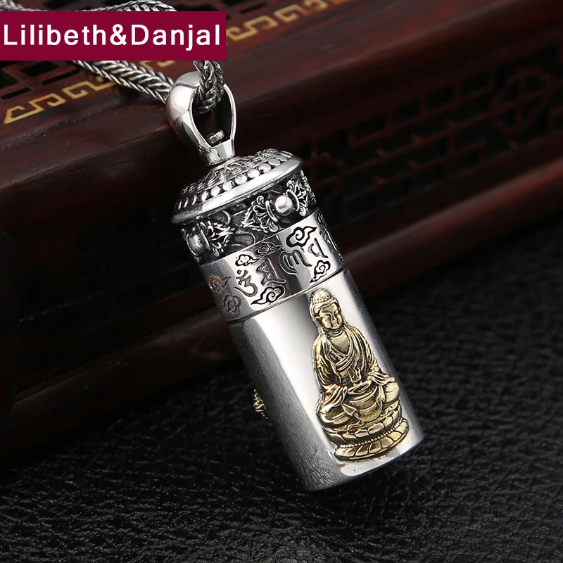 Buddha Pendant 100 925 Sterling Silver Jewelry Men Women Mantra Vajra