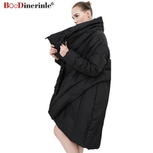 Женская зимняя черная куртка,, необычная модная накидка, стильное пуховое пальто, женская Свободная теплая уличная парка с высоким воротником, YR124