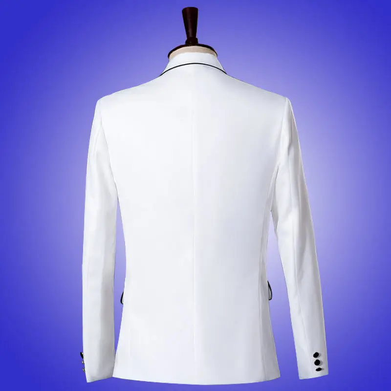 (سترة + السراويل) الرجال الدعاوى العريس سهرة اللباس الأبيض الزفاف شهم ضئيلة دعوى