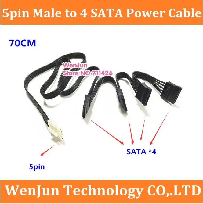 High Quality PCI E 5 pin to 4 SATA 15pin Power Cable Cord lead for Hard