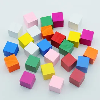 

15/20mm Big Colorful Natural Wooden Unfinished Square Cubic Spacer Beads For Building Blocks Jewelry Making DIY Crafts Accessory