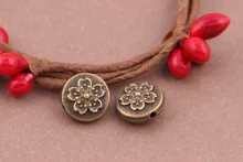 100 pcs Charme flor Padrão beads flat 9x9mm 1.4g prata Antigo Artesanal bronze Fazer Jóias DIY suprimentos acessórios de Liga