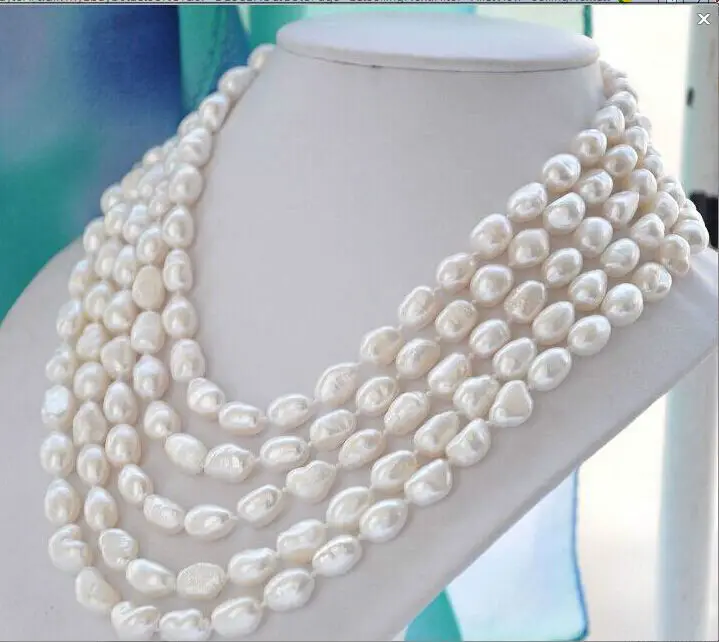 

CLASSIC 13-14MM SOUTH SEA WHITE BAROQUE PEARL NECKLACE38INCH14KGP