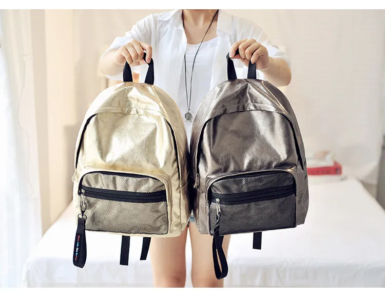 MJ Unisex Backpack Fashion Metallic Female Backpacks Casual Daypack Large Travel Bag Big Holographic Backpack Cool School Bags (15)