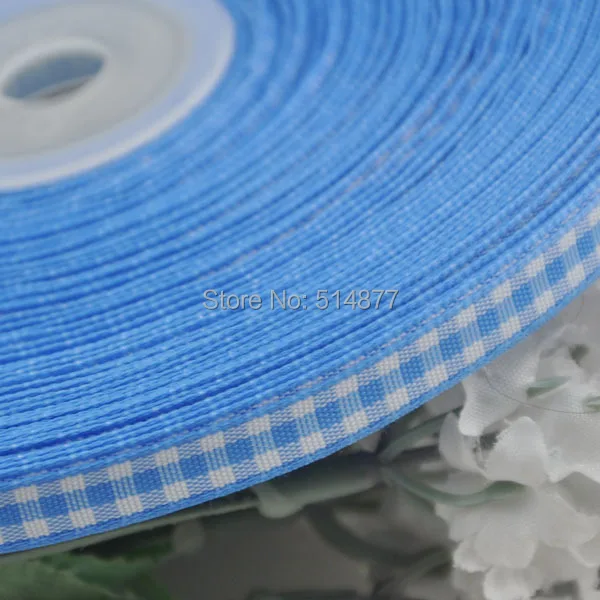 2 8 6mm Blue font b tartan b font plaid ribbon bows appliques craft sewing doll