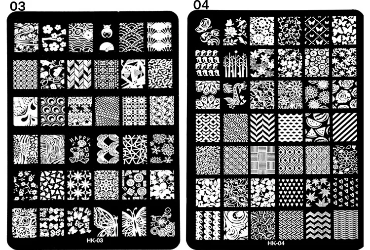 14,5*9,5 см штамповочная пластина с изображениями для нейл-арта дизайн прямоугольник XL трафарет металлические кружева цветочные узоры Маникюр Шаблон трафарет HK010