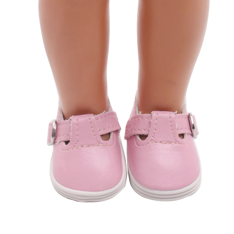 16 дюймовая обувь для кукол для девочек, розовые модельные туфли, обувь для новорожденных из искусственной кожи, американский стиль, детские