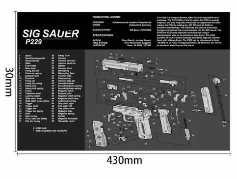 AR15 AK47 пистолет резиновые перчатки для уборки коврик с Запчасти схема и инструкции оружейников коврик для верстака Мышь коврик для Glock SIG P226 P229 - Цвет: P229