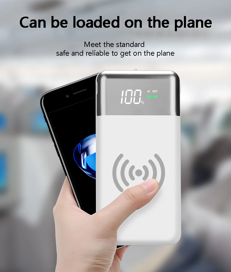 Запасные аккумуляторы для телефонов 10000mA Qi standardwireless charging mobile power цифровой дисплей Зарядка сокровище портативный запасные аккумуляторы для телефонов для iphone 8