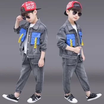 

Europe America Children's spring clothing suit 2019 new kids boys sports Denim suit boy coat+jeans 2pcs handsome clothes sets