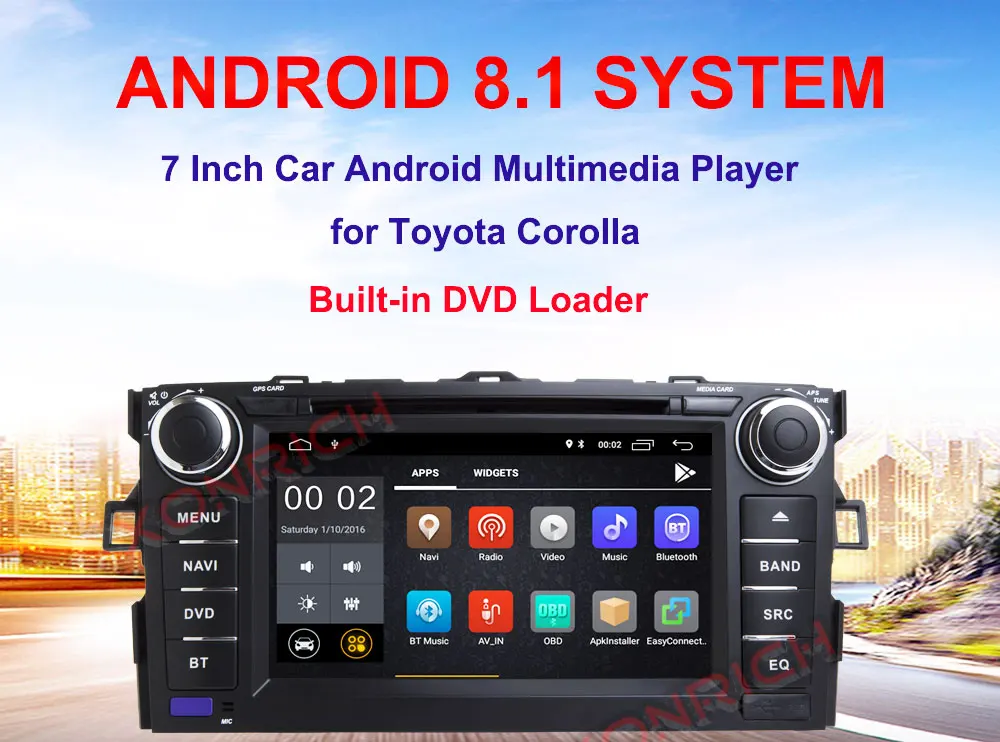 Discount Car Multimedia Player GPS Android 8.1 2 Din DVD Automotivo For TOYOTA/AURIS/Altis/COROLLA 2012 2013 Radio FM 4 Core Wifi 7