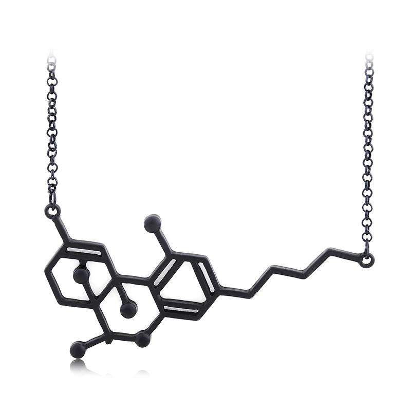 Мисс Зое, химическое ожерелье с кулоном в виде молекулы THC, подарок для друзей, для мужчин и женщин, Черное золото