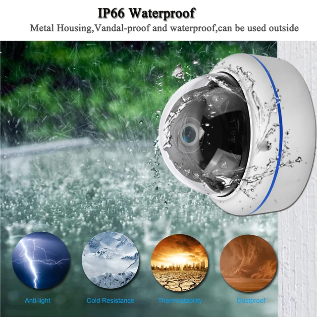 8MP 4K Ultra HD IP Camera Vandal-proof Waterproof Outdoor Dome Camera Nightvision nternal Audio Remote Access Xmeye Cloud H.265 2