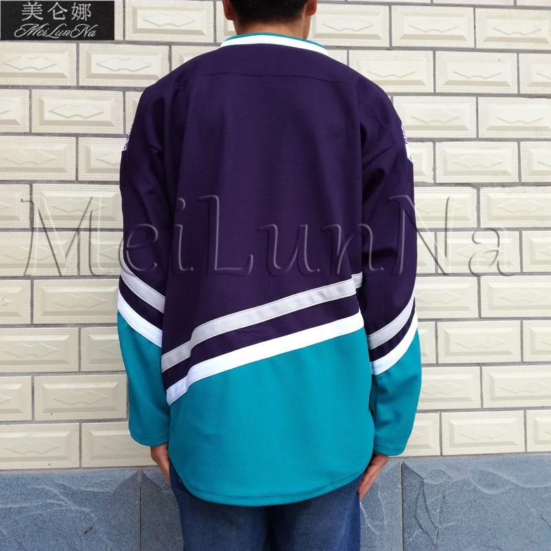 

MeiLunNa Mighty Ducks Movie Jerseys Blank No Name No Number Purple Green White