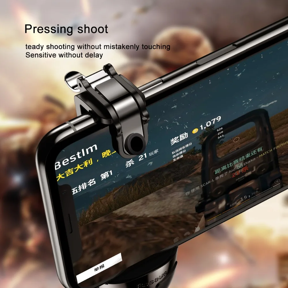 Baseus Pubg Controller Mobile Trigger for iPhone XR L1 R1 Shooter Controller Fire Button Gameped Joystick for Android Phone