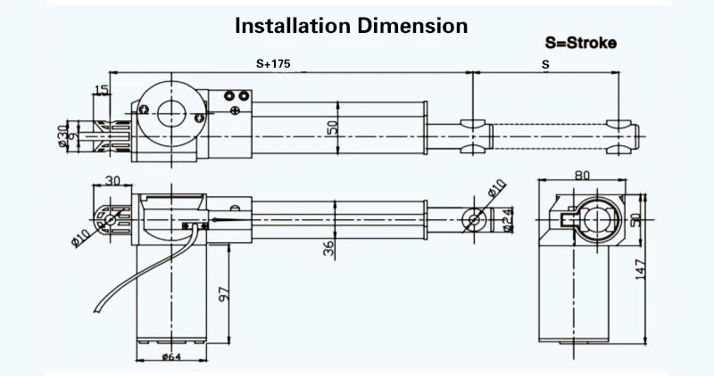 Dc задатчик линейного перемещения 150mm 24V dc линейный двигатель heavy duty 6000N 4000N 2000N IP54 для Электрическое Массажное Кресло