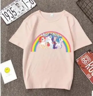 Женская одежда arajuku футболка мультфильм Kawaii H Радуга печатных милый женский
