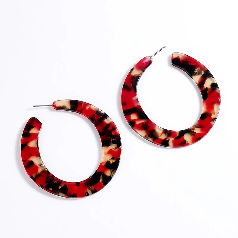 

2019 Trendy Interlink Brincos Red C Drop Earring Resin Earring for Women Elegant Design Jewelry Bride Accessories pendientes