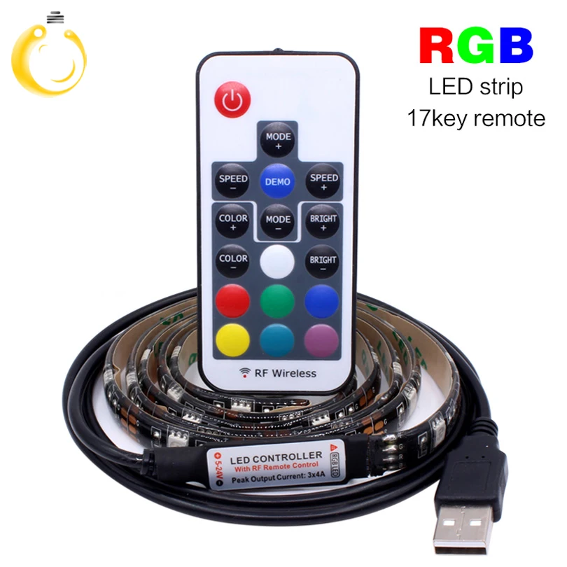 2017 5 в светодиодный светильник USB Светодиодная лента полный комплект 5050 rgb полоса 1