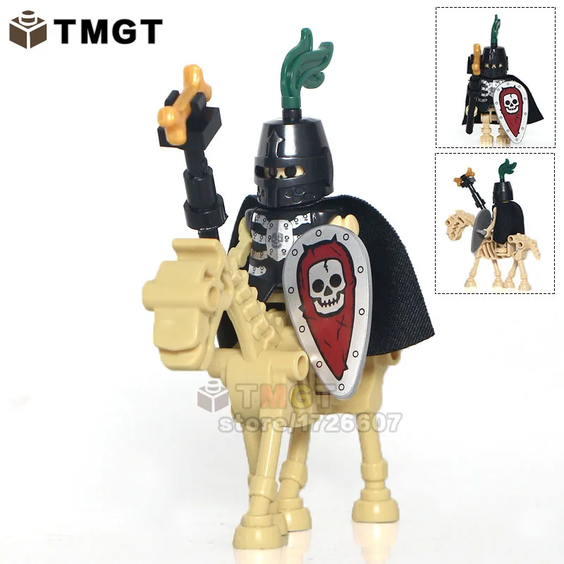 Зеленый дракон лошадь AX8802 Скелет лошади средневековый замок Рыцари Властелин колец строительные блоки игрушки для детей Подарки - Цвет: Белый