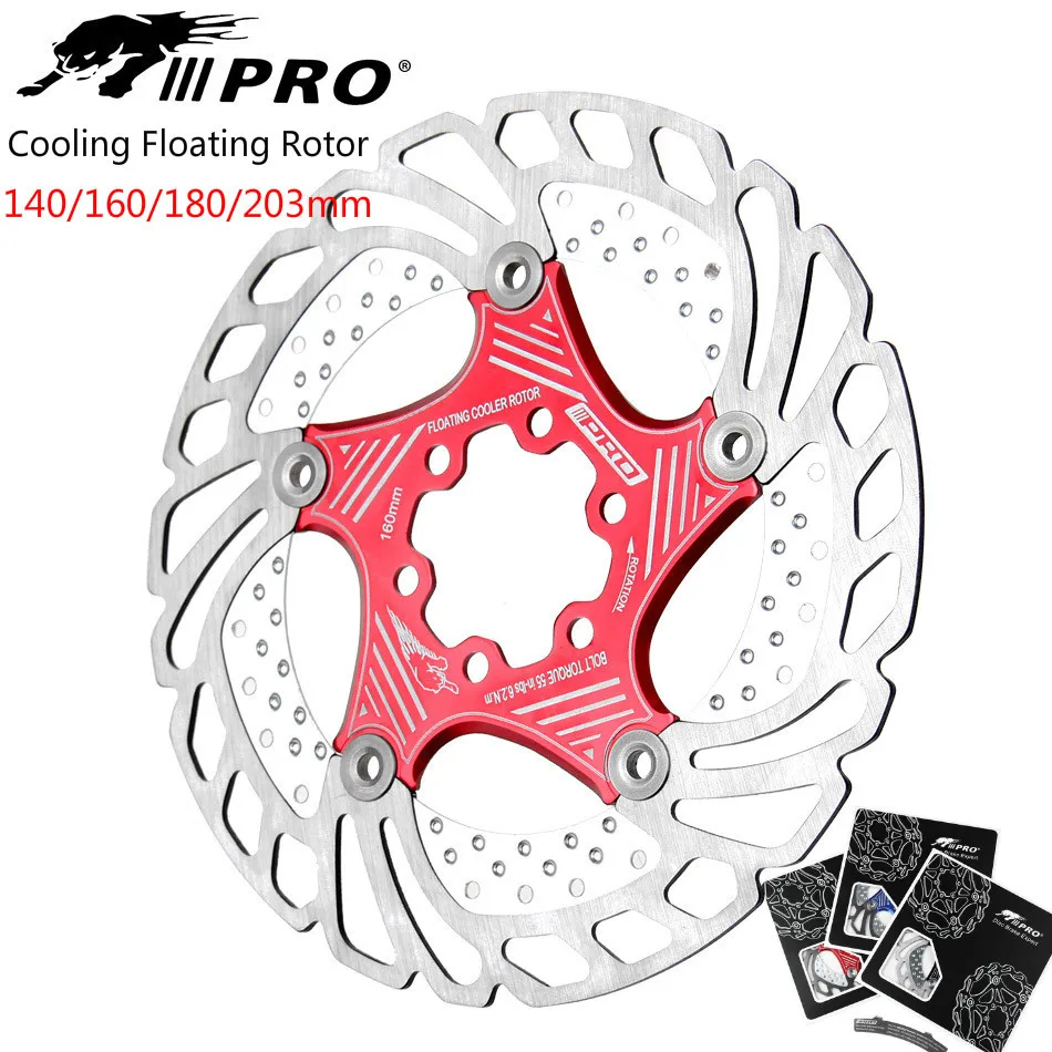 

IIIPRO 1pcs MTB/Road Bicycle Disc Brake Cooling Floating Rotor 140/160/180/203mm Mountain Bike 6 bolts Heat dissipation Rotor