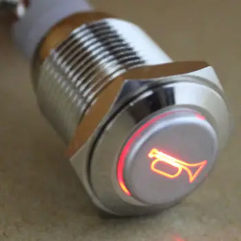 

12V Car Auto Red LED Momentary Speaker Horn Push Button Metal Switch 16mm Sales