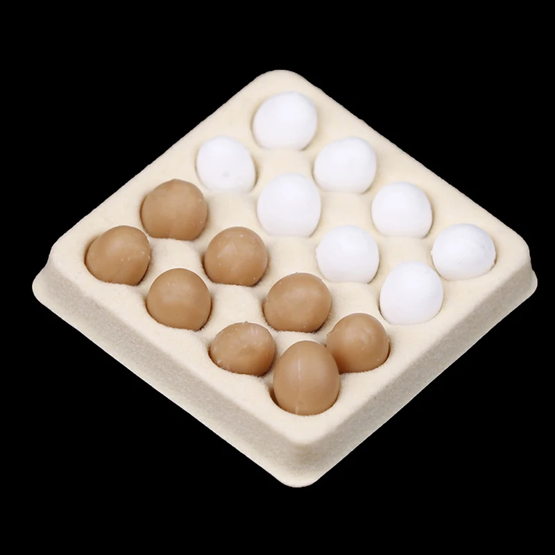 

17pcs/lot Eggs And Tray Miniature Dollhouse Toy Doll Food Kitchen living Crafts Artificial Mini Landscape 1:6 1:12 Scale