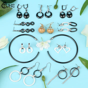 

Fashion Statement Earrings Geometric Real Ceramic Irregular Hollow Circle Square Drop Hanging Lovely Earrings For Women Jewelry
