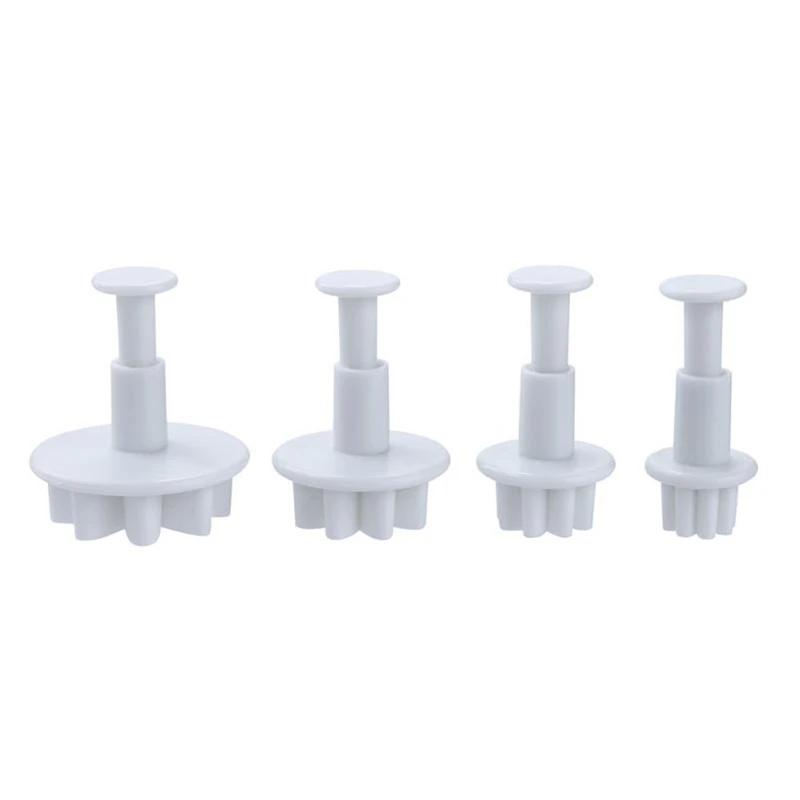 2018 New Creative 4Pcs Flower Plunger Cookie Cutter Biscuit Cake Decorating Baking Mould Mold Tools Easy operation Hot C0402#30 07